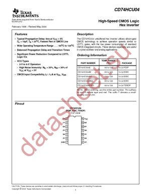 CD74HCU04MT datasheet  